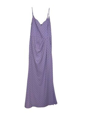 Vshow‎ Maxi Dress Spaghetti Straps Checkered Pattern Large Purple New